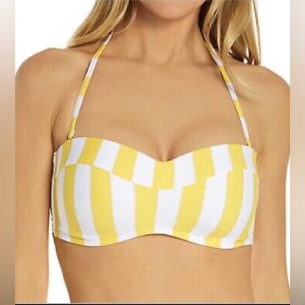 NWT Swim Systems Bridget bandeau swim‎ top butter yellow and white